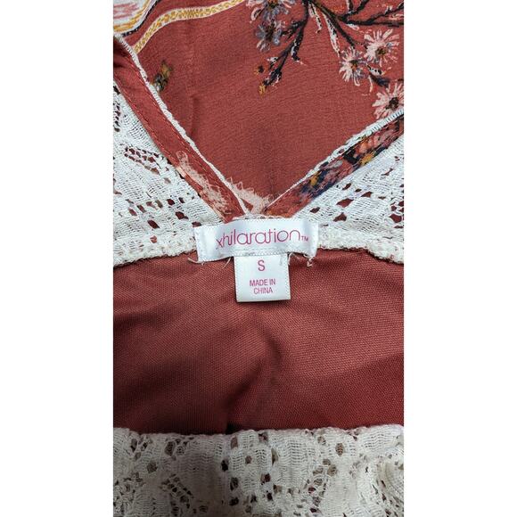 Xhilaration Floral Dress Lace Yoke Trim Sleeveless Sundress Boho Small - Picture 5 of 6